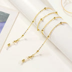 Metal Gold Round Beads Glasses Chain; Multi-Functional Fashionable Multi-Functional Collar Chain; Belt Accessory