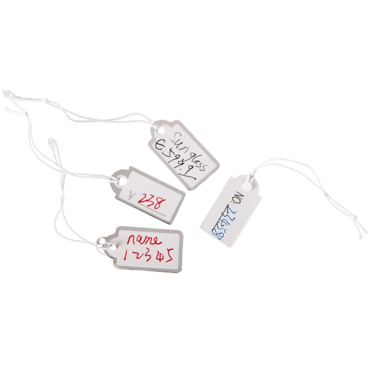 1000pcs Jewelry Strung Pricing Price Tags String Silver Merchandise Cloth Label Blank Tag White Card Paper Elastic Lanyard