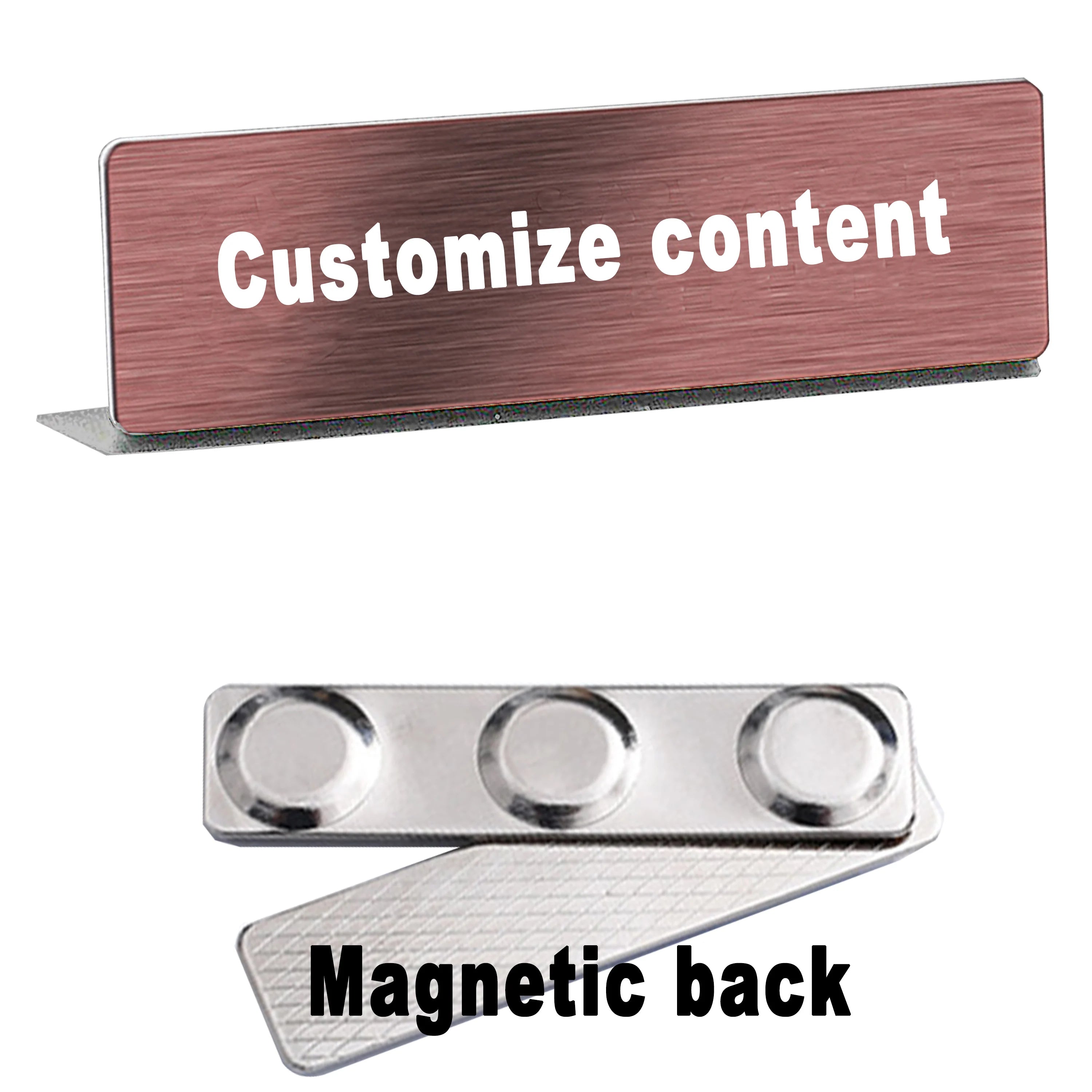 5PCS Engraved Personalized Name Tags with Magnet Clip or Pin Stainless Steel Metal Custom Magnetic Name ID Badge Tag for School