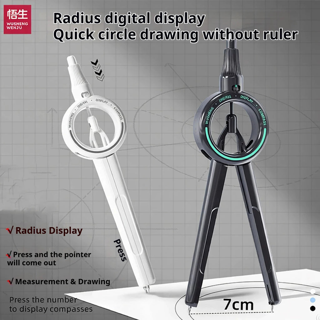 Press Student Compass Geometry Set Precision Digital Display Compass for Students Circle Drawing Gauge Tool Exam School Supplies