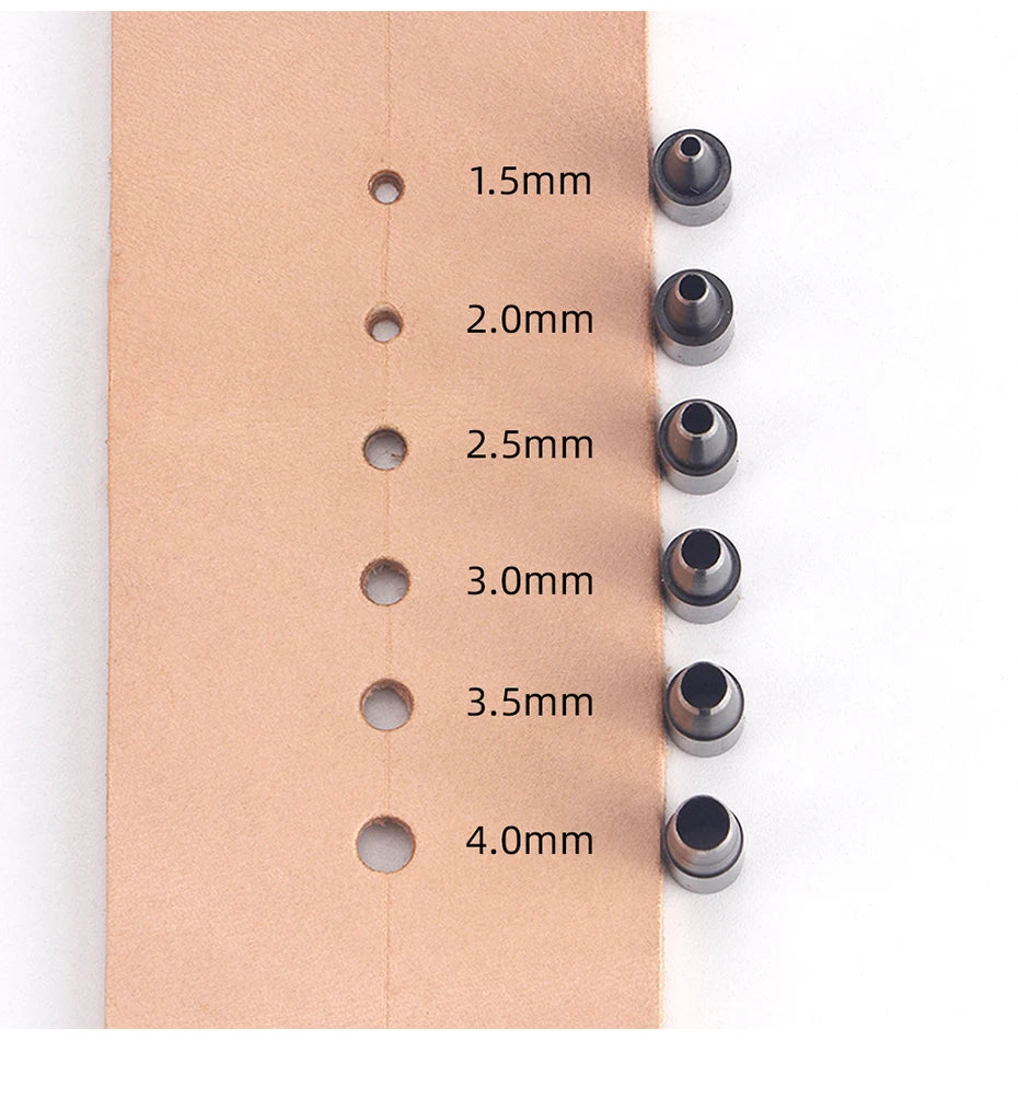 QJH 1Set Japanese Screw Punch Tool Kit Hole Punch 6 Tips Size 1.5mm - 4mm for Sewing DIY Leathercraft, Paper Crafts, Bookbinding