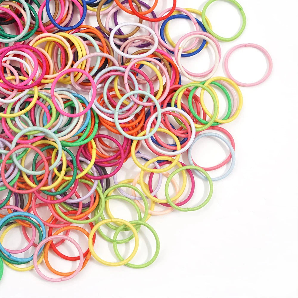 200Pcs Children Elastic Rubber Band Girls Hair Bands Kids Candy Color Ponytail Holder Ties Baby Headband Kids Hair Accessories