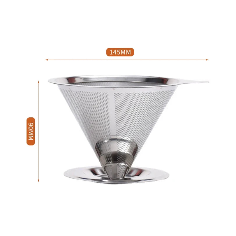 Reusable Coffee Filter Holder Versatile Double Layer Stainless Steel Coffee Tea Strainer Coffee Accessories Coffee Making Tool
