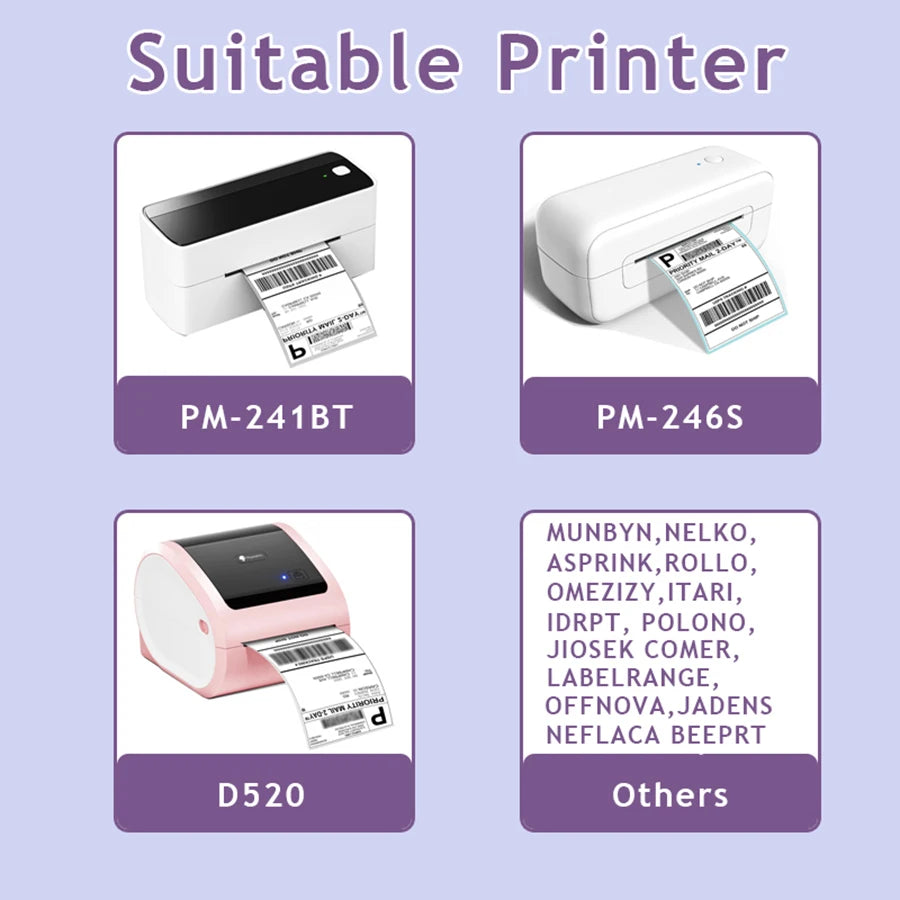 A6 Size 4x6'' Shipping Labels FanFold Paper 241BT 246S D520 Zebra Munbyn NELKO ROLLO  for LOGO Barcode