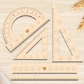 Elegant 4pcs 3mm Thick 2D Wooden Ruler Set Cute Students Math Classes Teacher Gifts Or Office Supplies Triangle Straight Ruler