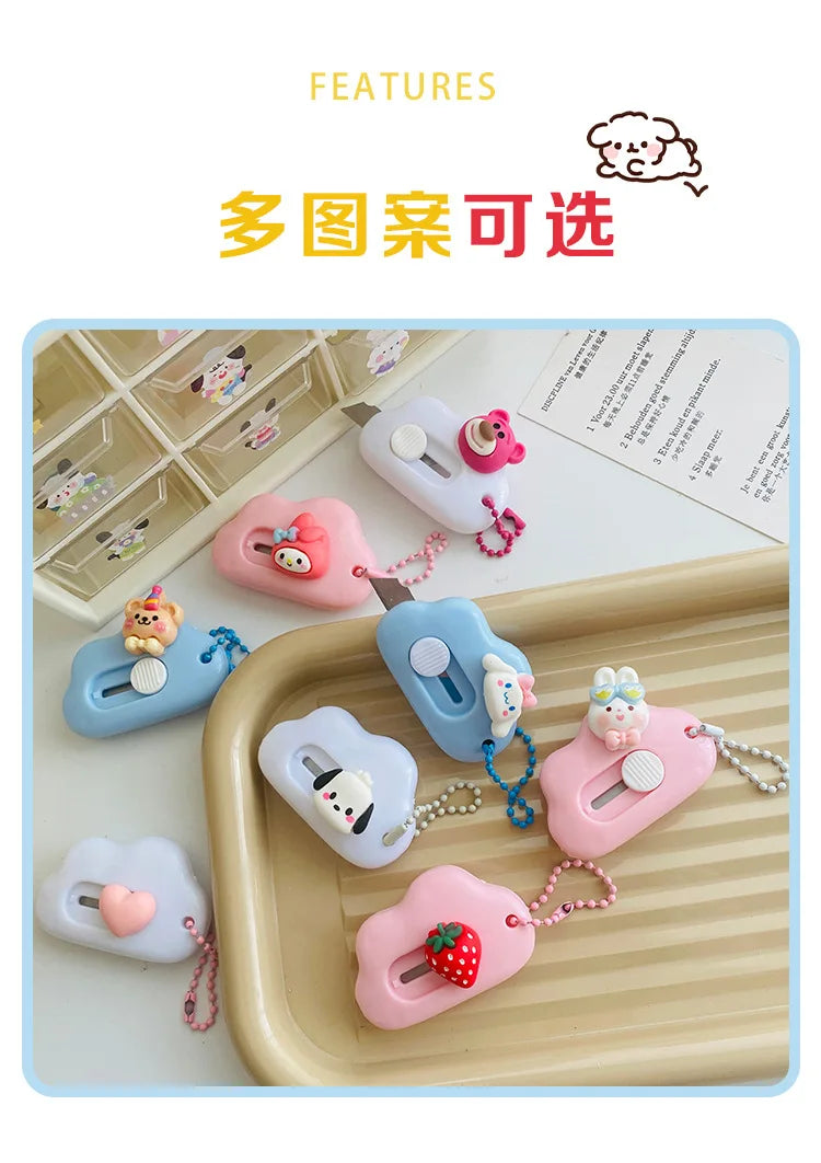 1pc Dopamine Cloud Mass Letter Opener Cartoon Cute Utility Knife Student Mini Box Cutter Hand-made Sharp