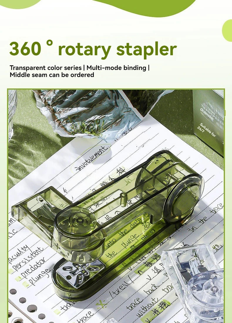 Acrylic Transparent Stapler 360-Degree Rotating Multifunctional Powerful Long Stapler for School And Office Use