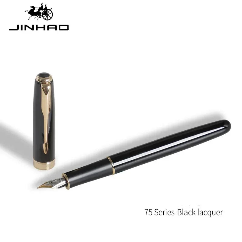 Jinhao 75 Metal Fountain Pen Black/Black Red Luxury Pens 0.5mm Nib Writing Ink Pens Stationery Business Office School Supplies