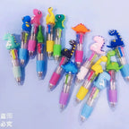 10Pcs/Lot Cute Cartoon Dinosaur Mini 4 Color Ballpoint Pen Kawaii Four Colors Pens School Office Supplies Kids Stationery Gifts