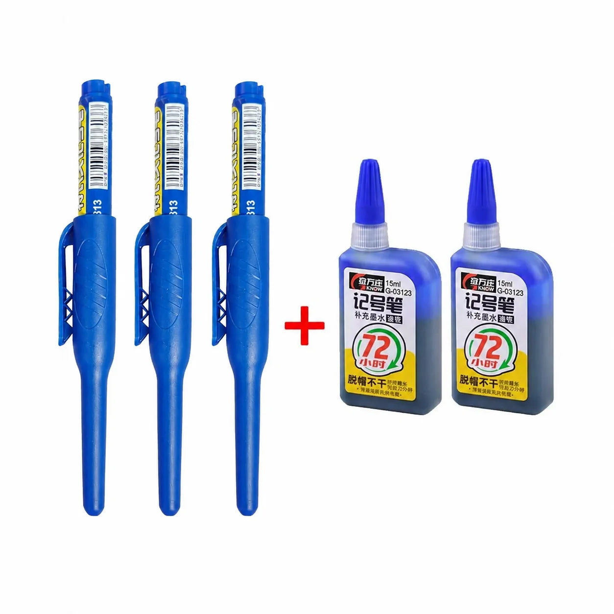 1-6Pcs 45mm Waterproof Long Head Nib Deep Hole Markers Pen Tile Carpenter Pen Multi-purpose for Woodworking Black/Blue/Red Ink