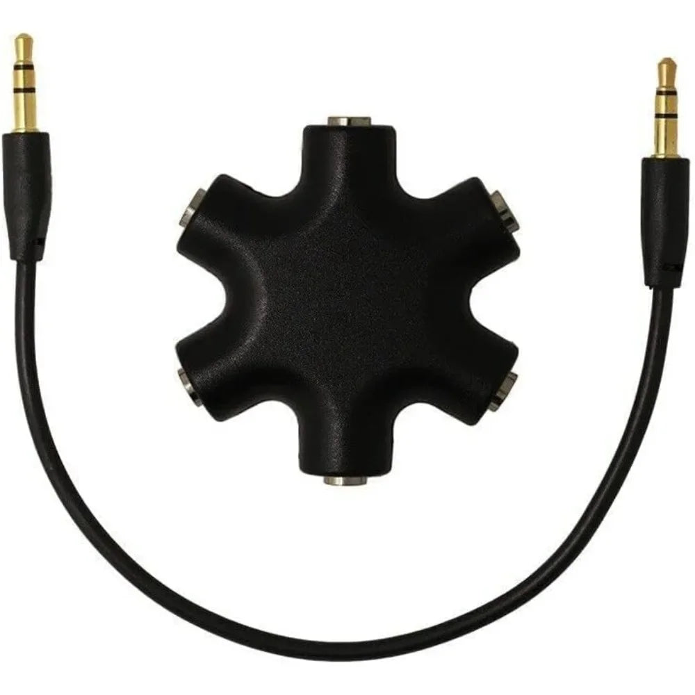 5-Jack Female Connector Adapter 3.5mm Multi Headphone Audio Splitter with 3.5mm Stereo Cable 20cm Digital Audio Video Cables