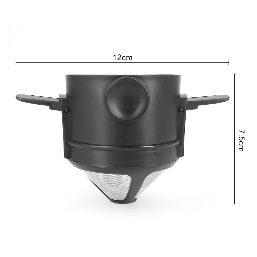Folding Hand Brewed Coffee Filter Coffee Dripper Cone for Drip Coffee and Tea with Stainless Steel Holder No Filter Paper