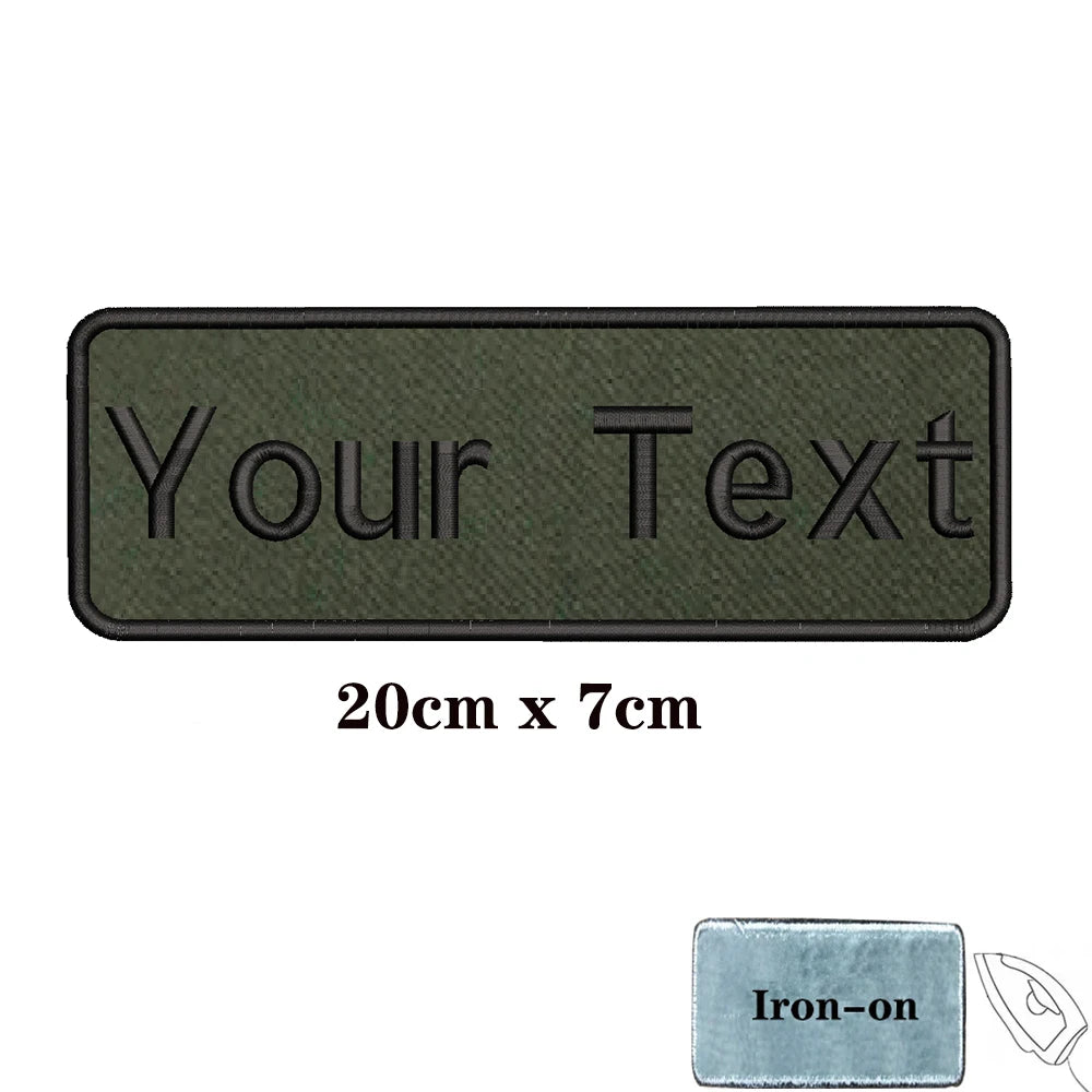 1PC Custom Personalized Name number Patch Stripes Badge tags chevrons Armband Iron On Or Hook Loop embroidered Military green