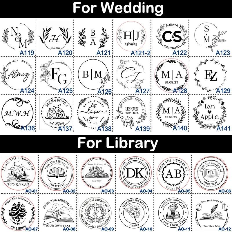 Embosser Stamp Customized Private Logo Customization Library Book Invitation Wedding Embossing Stamp Company Paper Leather Seals