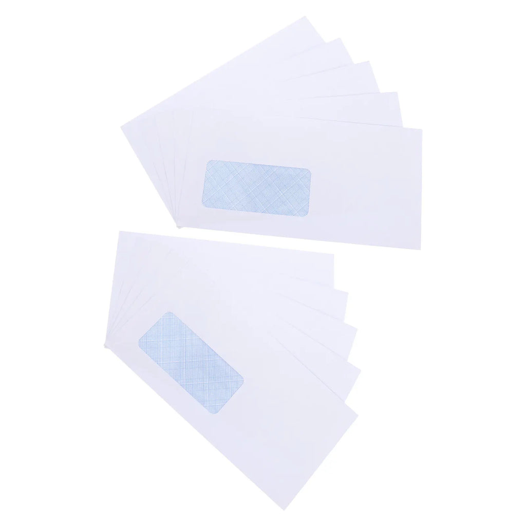 50Pcs Peel and Seal Security Envelopes with Left Window for Invoices Statements Checks Confidential Storage