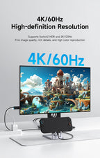Hagibis Portable TV Dock for Switch/Switch2/OLED 4K@60Hz USB C to HDMI Cable Adapter 100W PD Power Supply for Laptops ROG Ally