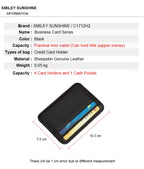 Genuine Leather Card Holder Slim Business Card ID Holder Credit Card Case Thin Small Wallet for Men Cardholder Sticker Black