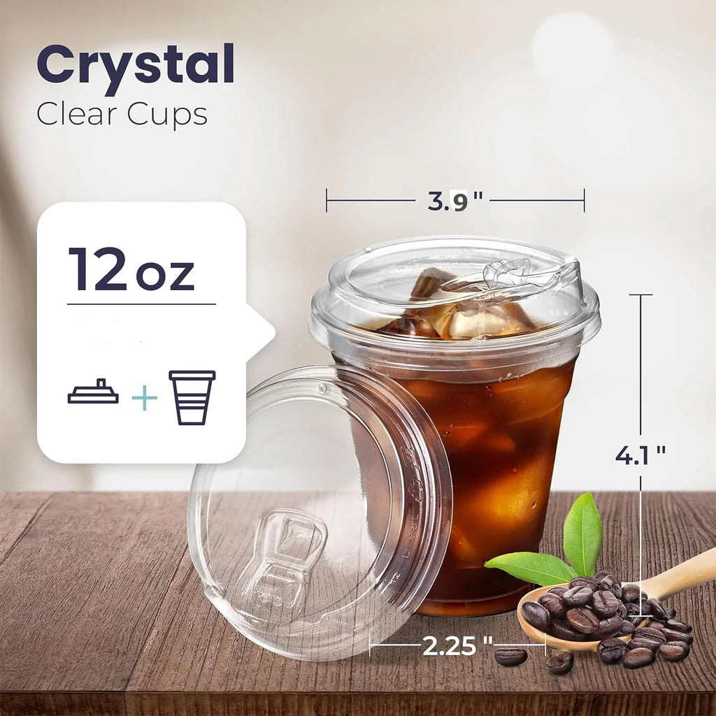 10 Clear Plastic Cup with Strawless lids 20/16OZ Disposable Cups for Iced Coffee or Juice Party  Smoothie Milkshake Cold Drinks