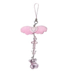 Sweet Bowknot Pendant Phone Chain Rope Wing Keychain Handmade Cellphone Strap Lanyard Acrylic Keyring Bag Ornament