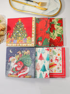Christmas Party Napkins Disposable Dinner Serviettes Santa Claus Christmas Tree Gifts Flower Element Style Art Decoupage Napkins