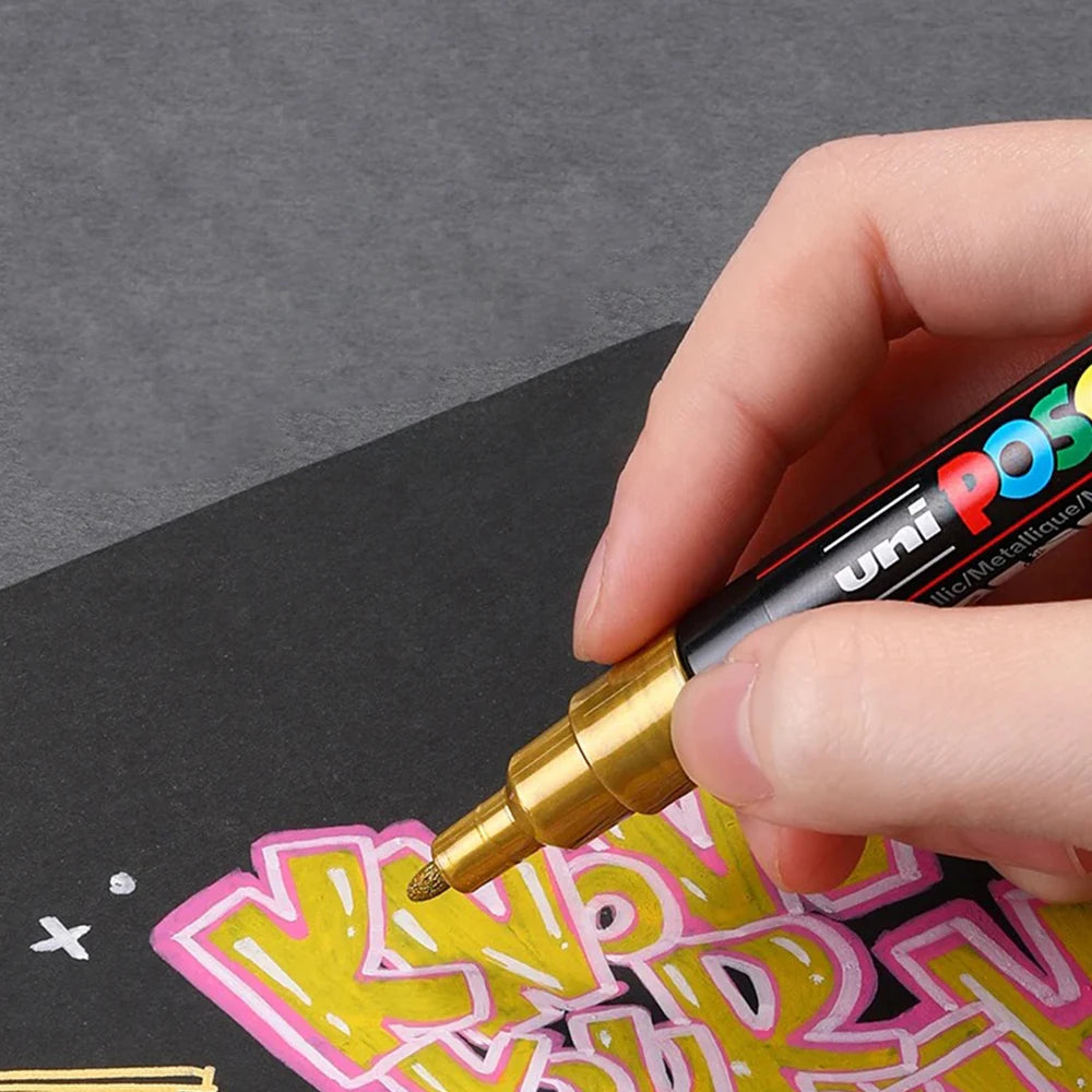 1pcs Japan UNI POSCA Marker Pen PC-1M/3M/5M POP Poster Graffiti Permanent Acrylic Marker White Black Gold Silver Art Supplies