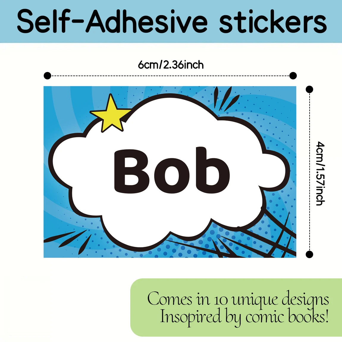 40pcs Custom Name Stickers Comic Style Labels Two Font Options Waterproof Durable Tags for School Supplies Books Bottles