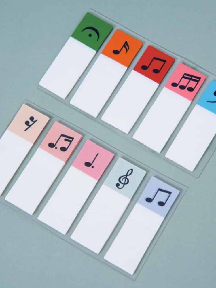 100 Pcs Color Stickers Notes Transparent Musical Note Self-Adhesive Index Tabs Sticky Note Stationery School Office Supplies