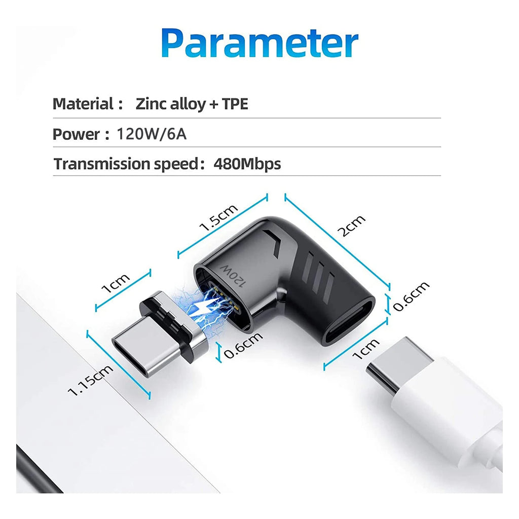 PD 120W Usb C To Type C Magnetic Adapter Fast Charging Magnetic Converter Cable USB C Connector for Macbook IPad Switch Samsung