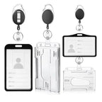 1 Pcs Aluminum Alloy Card Cover Case Bank Business Work Card Holder with ABS Retractable Badge Reel Credit ID Card Badge Bag