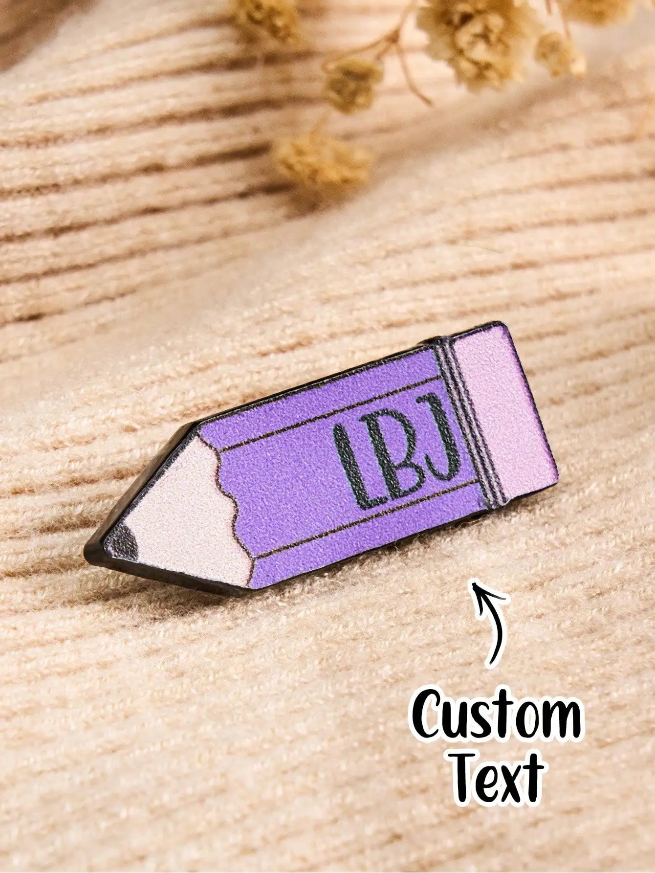 Custom Name Pencil Badge for Kids Write On School Teacher Brooch Pin Personalized Cute Kawaii Gift for Student Back to School