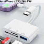 New 5 In 1 SD Card Reader USB HUB for iPhone 12 13 14 15 16 17 Huawei USB 3.0 Type C to SD TF Card Memory Reader OTG Adapter