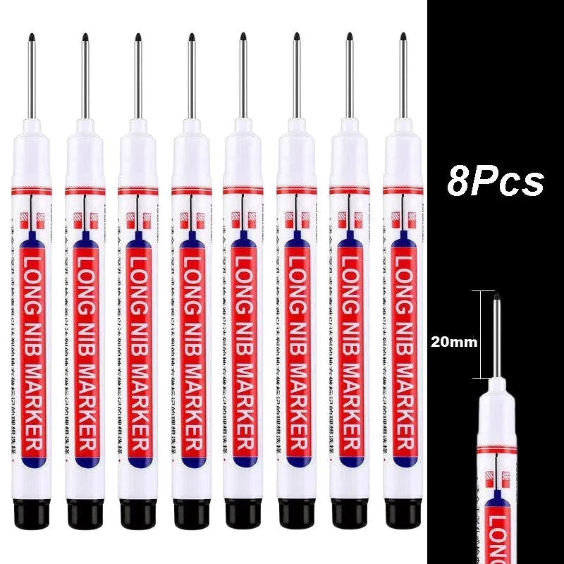 4-100Pcs 2cm Waterproof Long Head Markers Deep Hole Marker Pen for Metal Carpenter Red/Black/Blue/Green /White Woodworking Tools