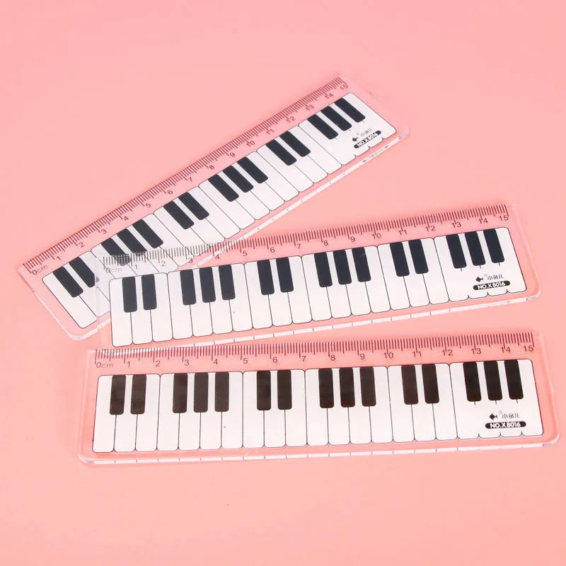 1 Piece Lytwtw's Cute Piano Straight Ruler Kawaii Tools Stationery Cartoon Drawing Office School Measuring