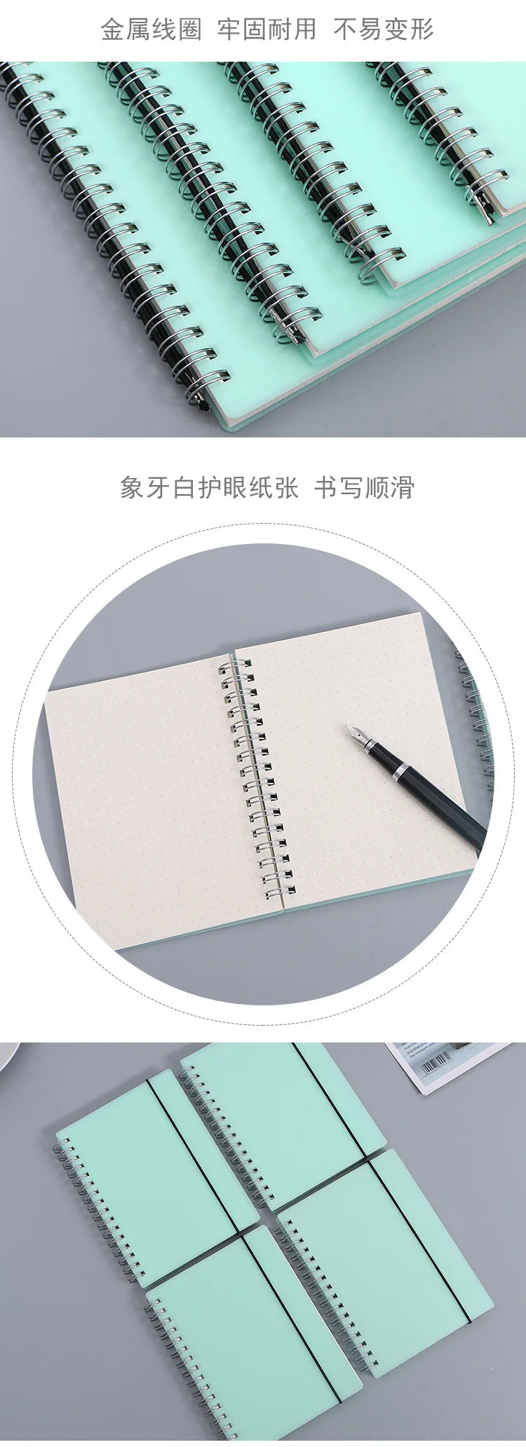 A6 A5 B5 A4 Green Spiral Book Coil Notebook To-Do Lined DOT Blank Grid Paper Journal Diary Sketchbook For School Stationery