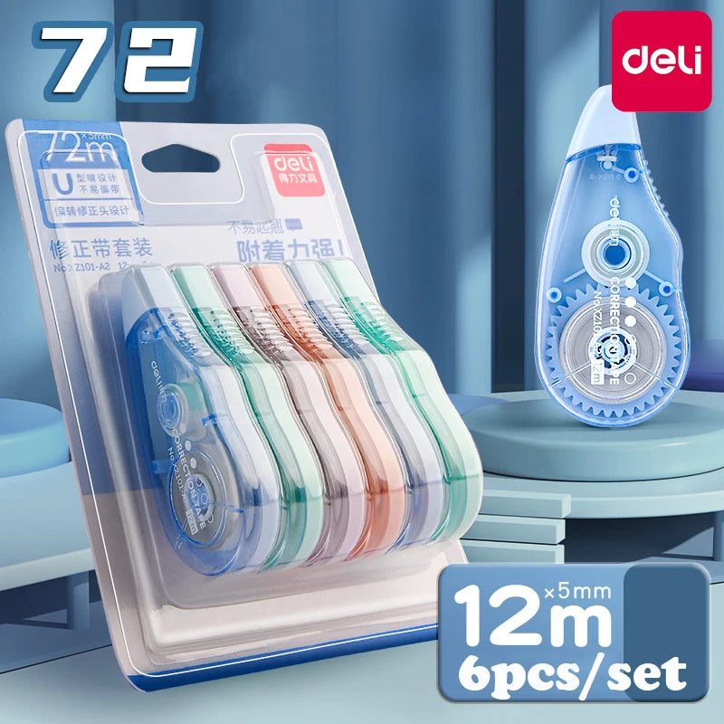 Deli Correction Tape Set Portable White Tape for Kids Writing Error Masking Correction Stationery Core Width 5mm