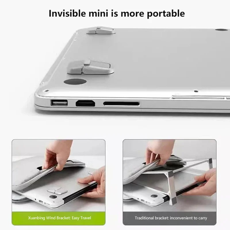 Universal 1 Pair Foldable Laptop Stand Home Invisible Non-slip Notebook Bracket Aluminium Alloy for MacBook HP Dell Lenovo