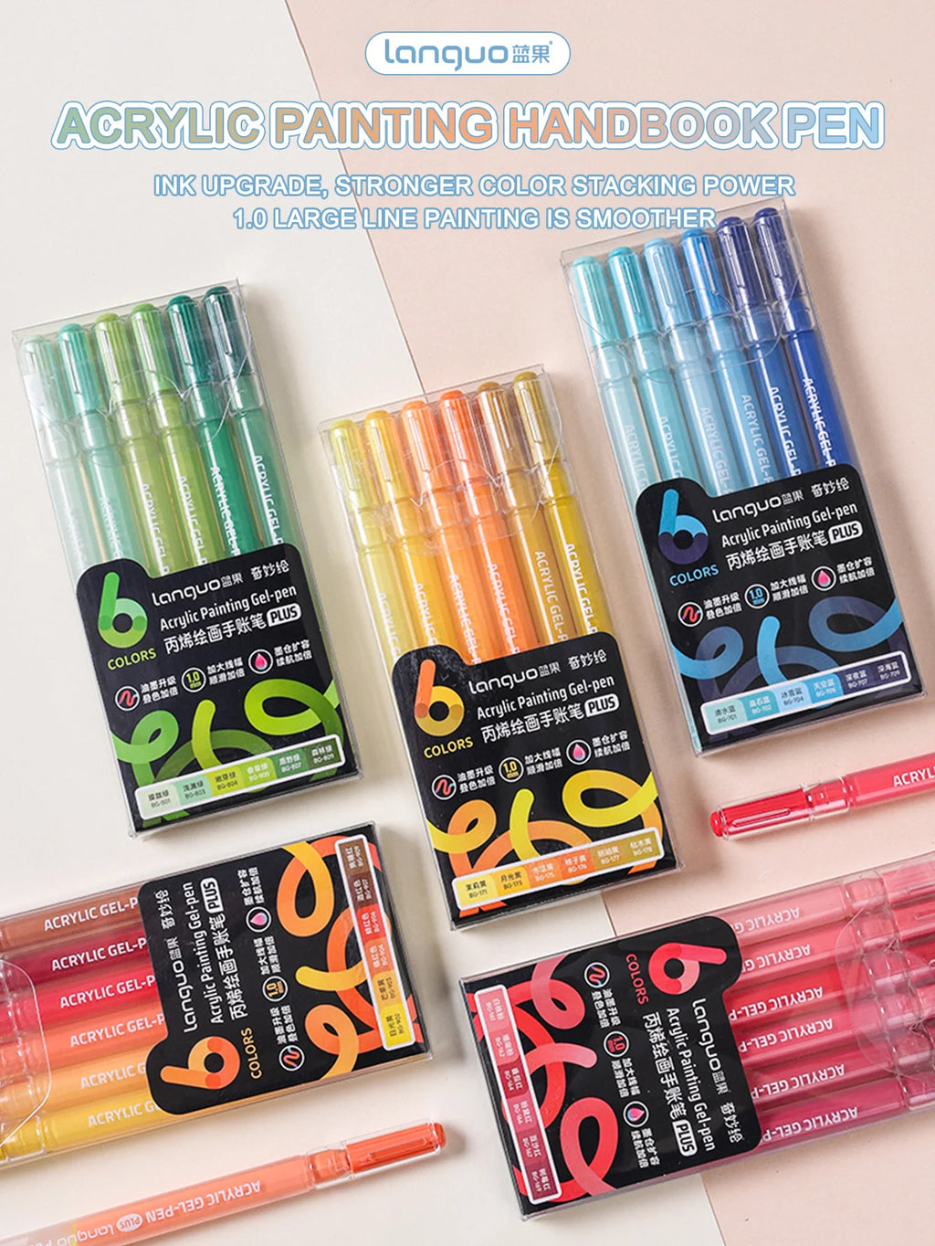 Languo 6/24/36/54/72/90 colors Acrylic Painting Handbook Pens Multi-Color Gel Pen Student Neutral Pen Writing Marker Stationery