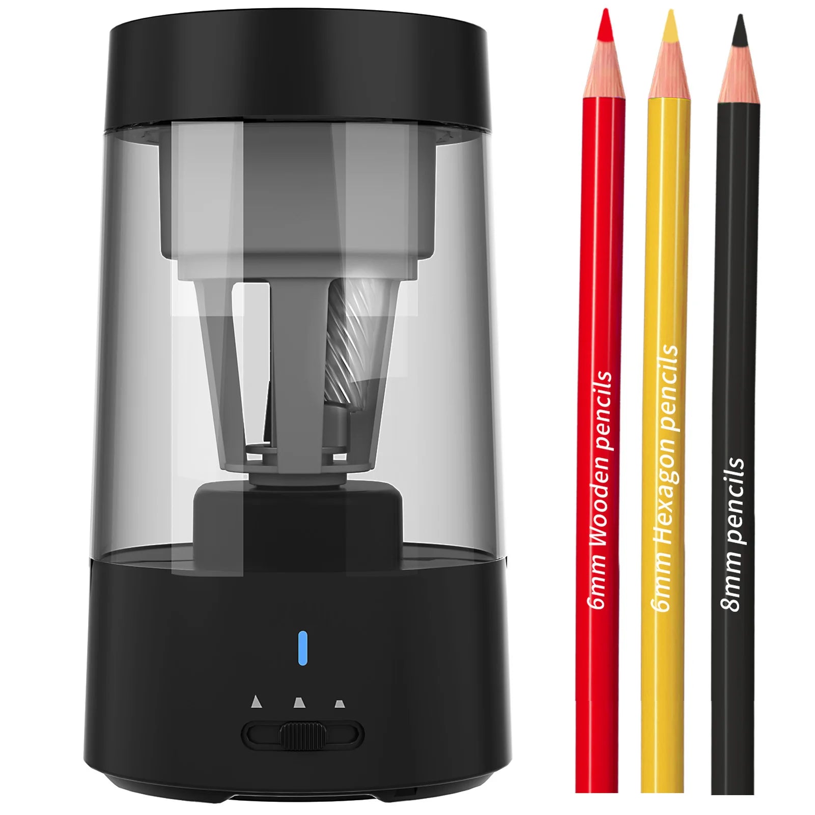 Automatic Electric Pencil Sharpener Portable Battery Powered for 6-8mm Pencil Support Hexagonal/ Triangular/ Round pencils
