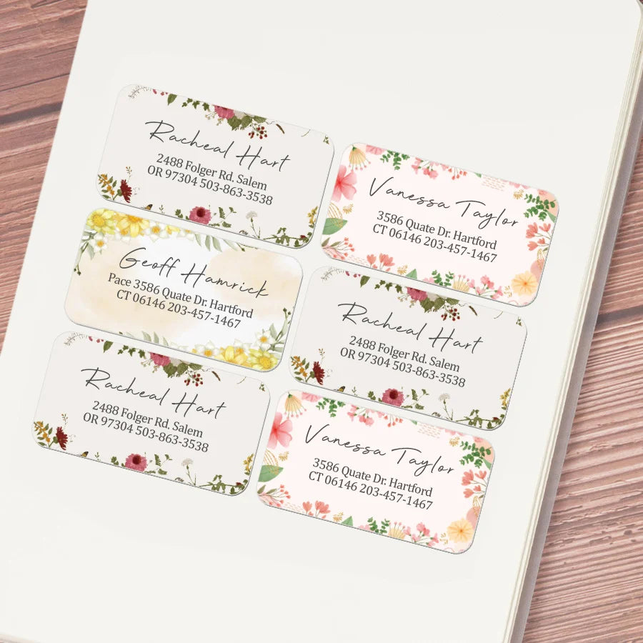 Personalized Floral Mailing Stickers - Self-Adhesive Address Labels for Business/Stationery,Custom Design & Recyclable Material‌