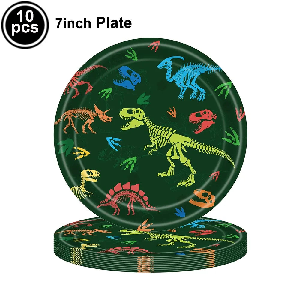 Jurassic Dinosaur Party Dinosaur Fossil Disposable Tableware Plate Cup Napkins Dinosaur Theme Birthday Party Decor Supplies