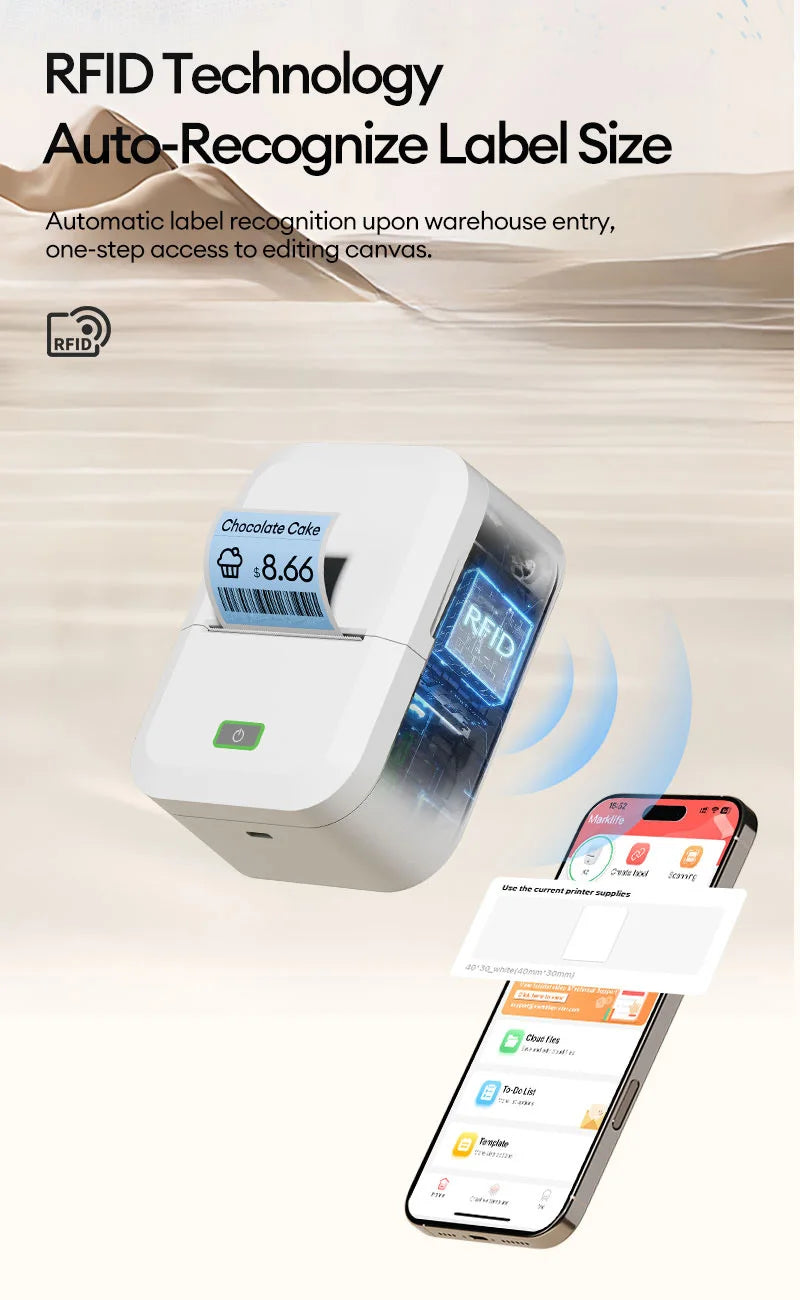 Marklif X2 Portable Thermal Printer Mini Pocket Printer Self-Adhesive Sticker Labeling Machine Similar as B21 B1 Printer Noink