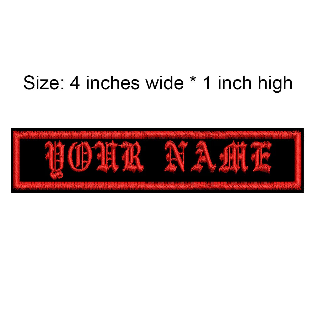 4 Inches Wide Old English Font Custom Name Small Tag Embroidery Patch Iron On Sew On Clothing For Left Chest 8 Colors Choose