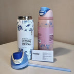 Stainless Steel Water Bottle 32oz Vacuum Insulated Water Bottle with Straw & Leak-Proof Lid Portable Handheld Vacuum Flasks