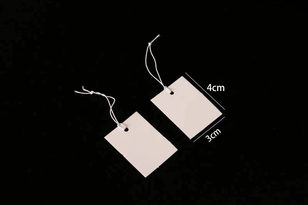 3cm*4.5cm Hanging Ornaments Card With Elastic Rope Tag White Cardboard Blank Price Label