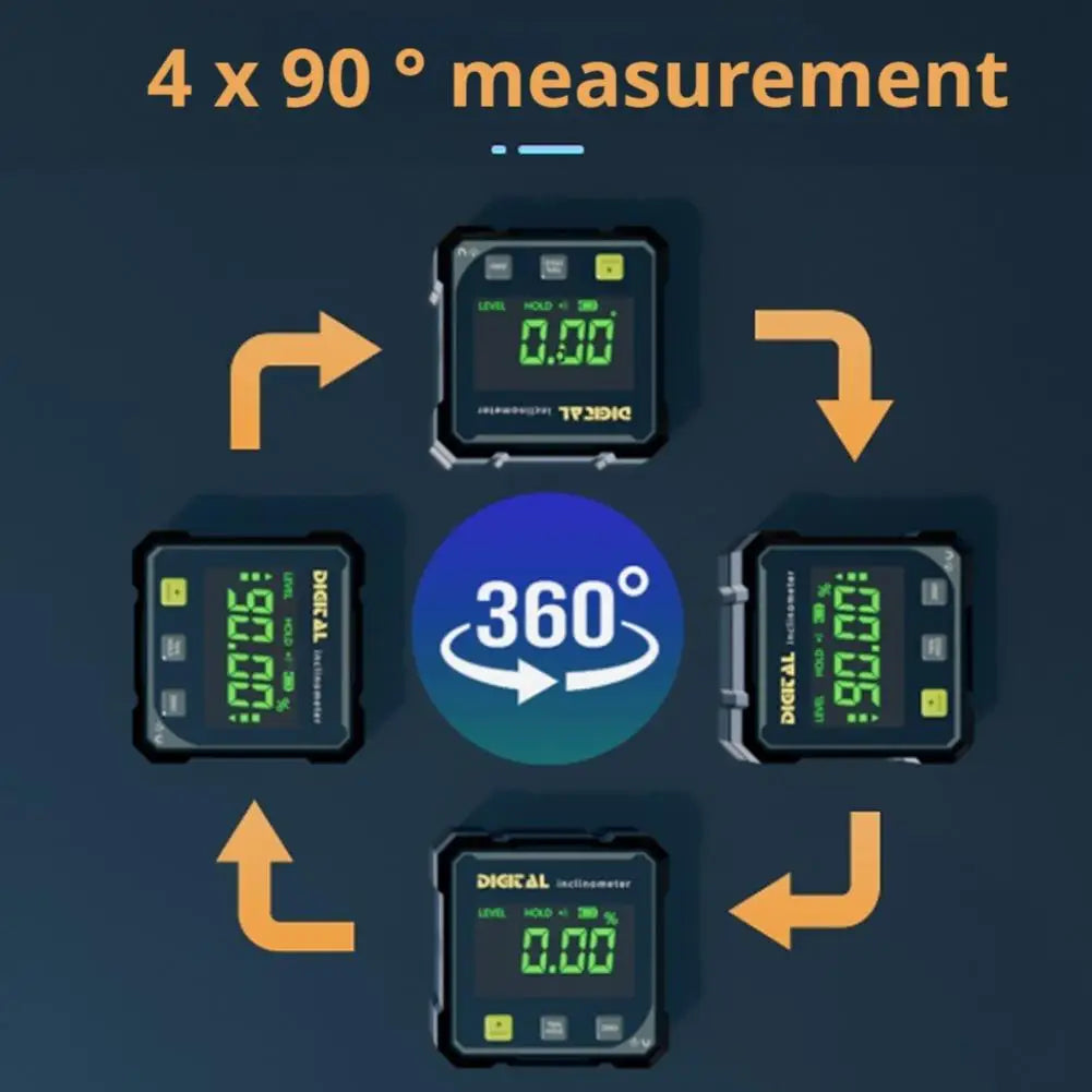 Digital Level Angle Finder Box 360 Degree Measurement Professional Protractor Inclinometer Dual Magnetic Electronic Level Gauge