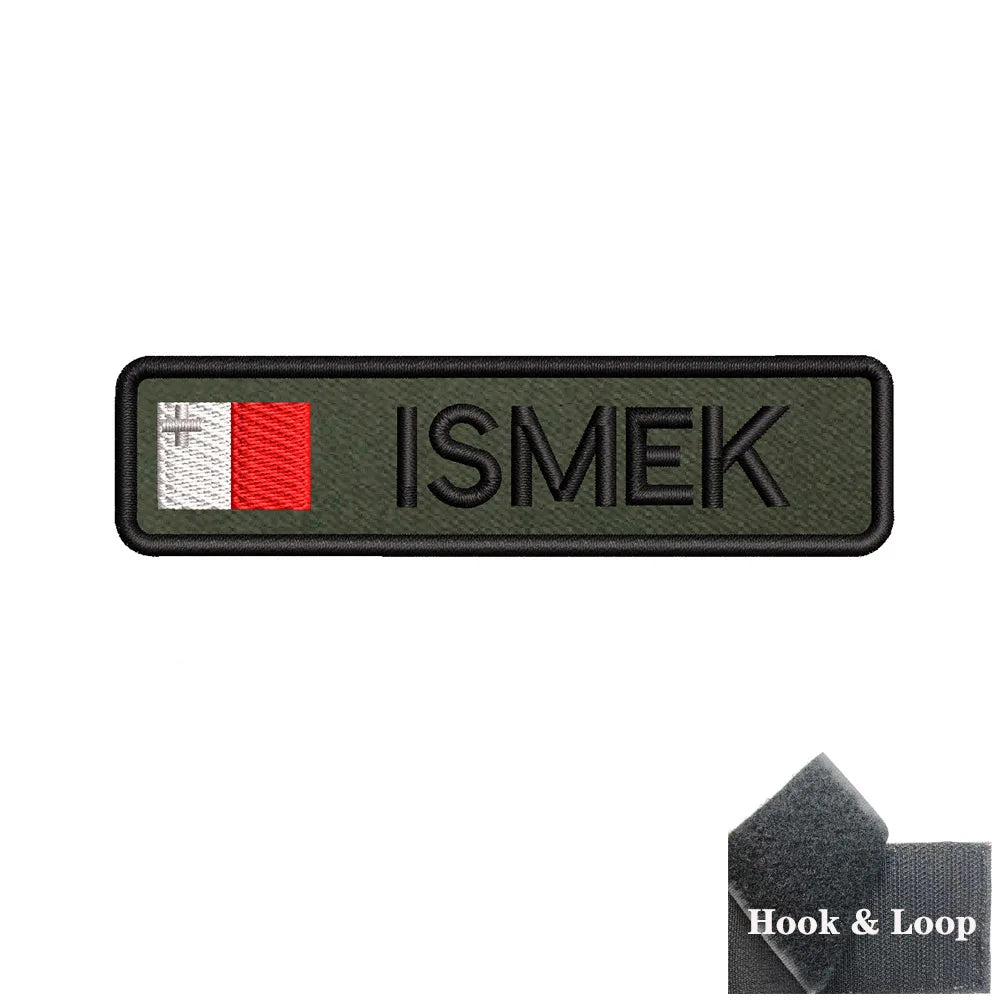 1PC 10cmX2.5cm Custom Name flag Patch Stripes Badge tags Iron On Or Hook Loop Army green Estonia Austria Bulgaria Luxembourg