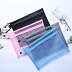 Nylon Mesh File Bag A4 A5 A6 Transparent Zipper Test Paper Information Bag Office Student Pen Bag Subject Bag Puzzle Storage Bag