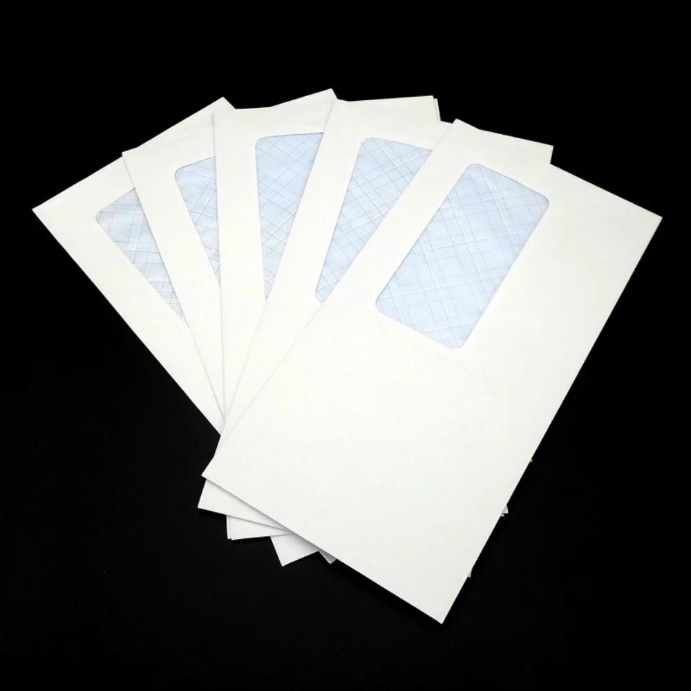 115x225mm 50pcs Vintage White Paper Air Mail Envelopes Invitation Letter Envelopes with Window Security Envelopes with Window