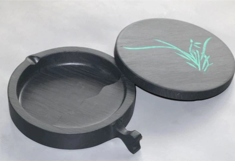 Natural Raw Stone Fish-shaped Ink Slab Multifunctional She Ink Stone Exquisite Traditional Portable Inkstones Beginners Students