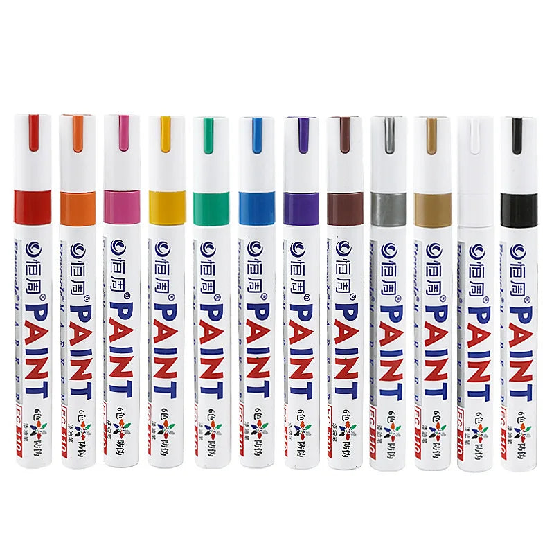 1/3/6/12 Colors Permanent Paint Marker White/Gold/silver Markers for Car Tire Tread Rubber Fabric Paint Metal Paint Marker Pens